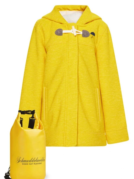 Foto van product Schmuddelwedda Fleece jas mokka / citroengeel / zwart / wit