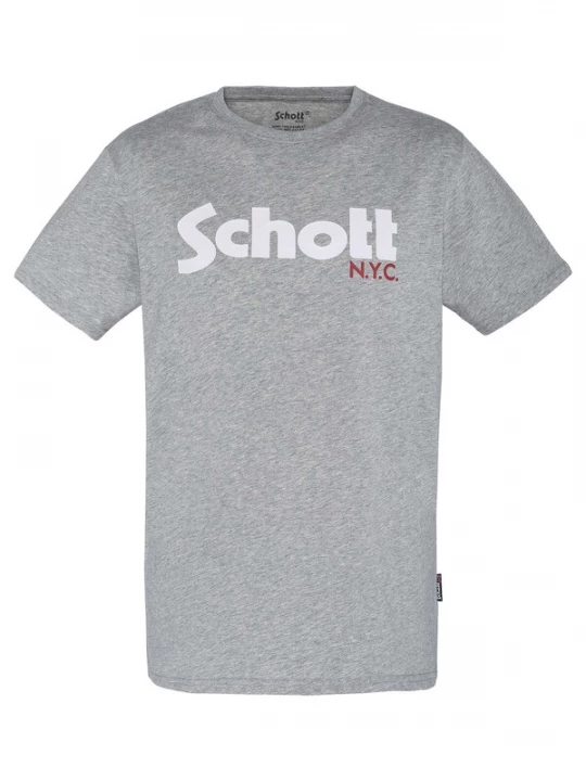 Foto van product Schott NYC Shirt grijs gemêleerd / rood / wit