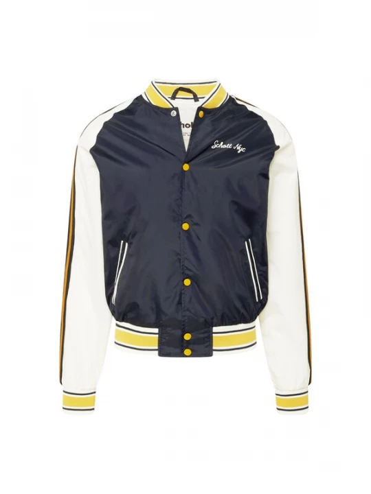 Foto van product Schott NYC Tussenjas 'Guardians' marine / geel / goudgeel / wit