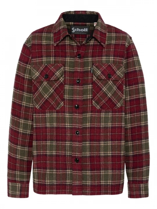 Foto van product Schott NYC Tussenjas olijfgroen / bordeaux / zwart