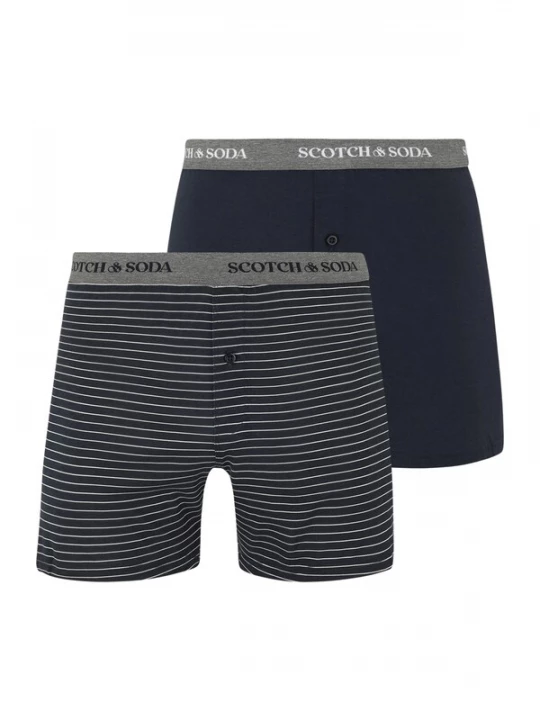 Foto van product SCOTCH & SODA Boxershorts navy / grijs gemêleerd / wit