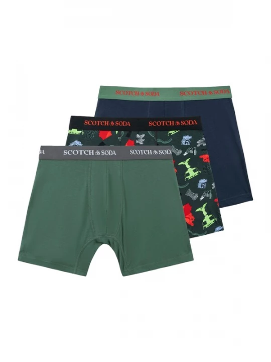 Foto van product SCOTCH & SODA Boxershorts navy / smaragd / spar / rood