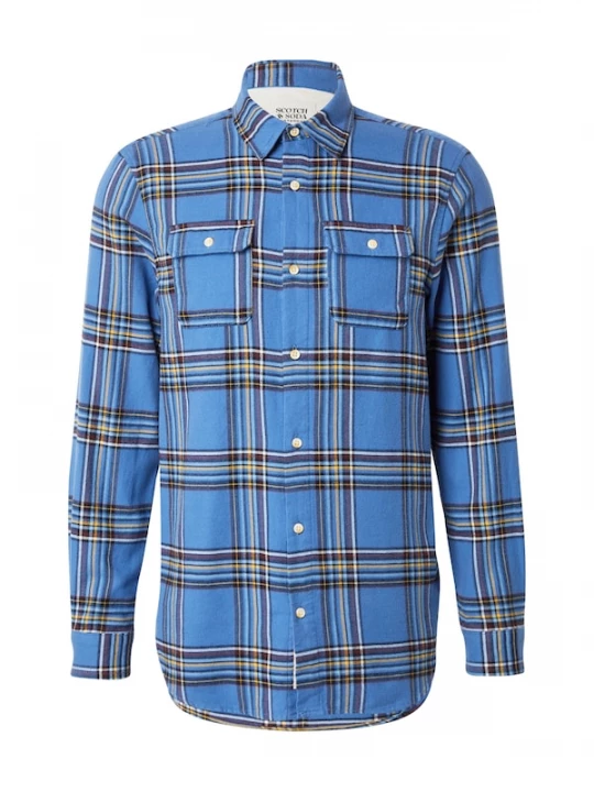 Foto van product SCOTCH & SODA Overhemd blauw denim / geel / bordeaux / offwhite
