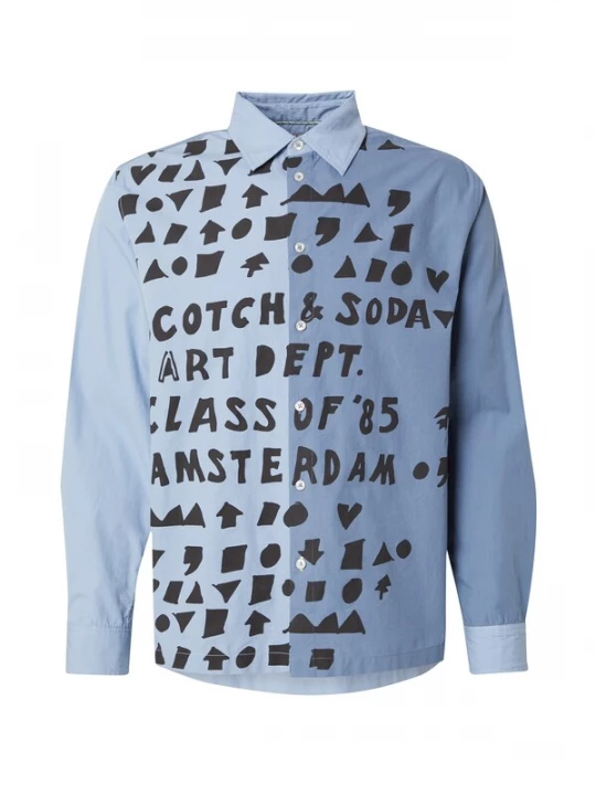 Foto van product SCOTCH & SODA Overhemd duifblauw / lichtblauw / zwart