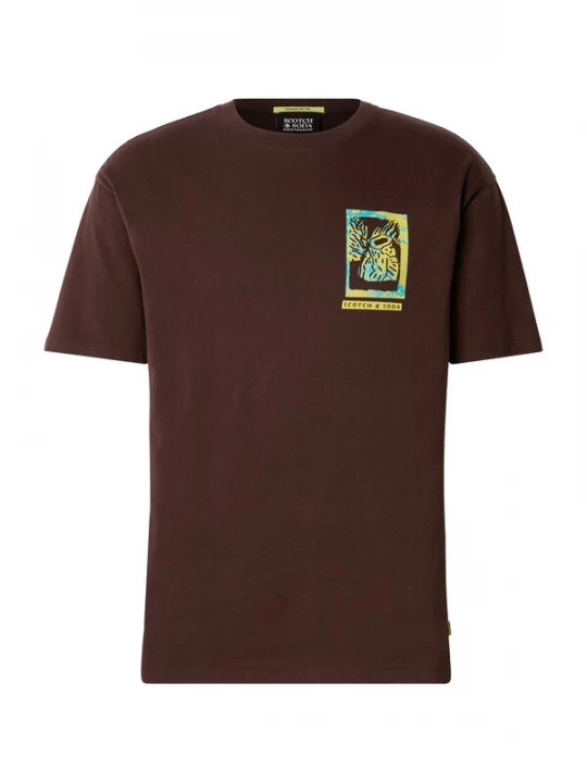 Foto van product SCOTCH & SODA Shirt lichtblauw / chocoladebruin / lichtgeel / wit