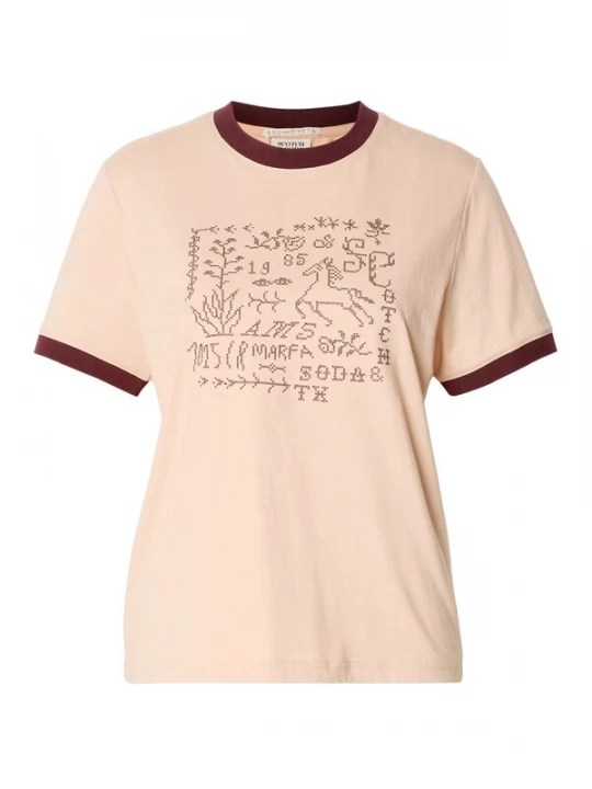 Foto van product SCOTCH & SODA Shirt pasteloranje / bordeaux