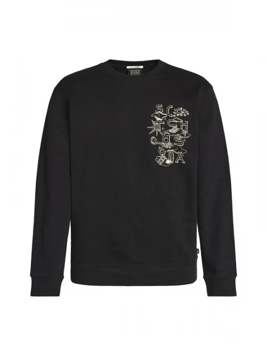 Foto van product SCOTCH & SODA Sweatshirt ivoor / zwart
