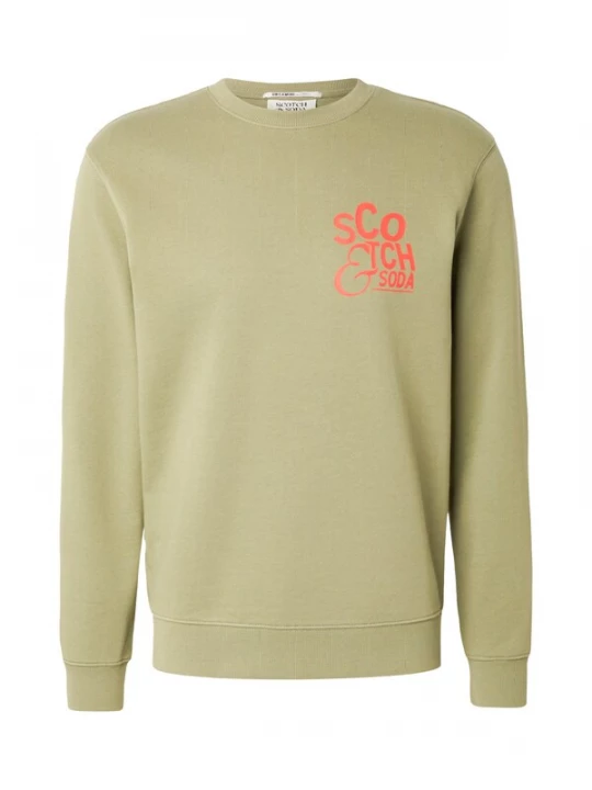 Foto van product SCOTCH & SODA Sweatshirt olijfgroen / oranjerood