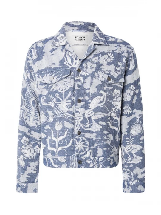 Foto van product SCOTCH & SODA Tussenjas 'Delfts' duifblauw / wit