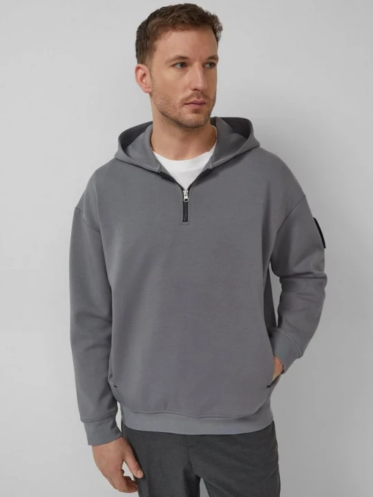 Foto van product Scuba sweatshirt met capuchon en ritssluiting in een relaxte pasvorm s.Oliver grijs