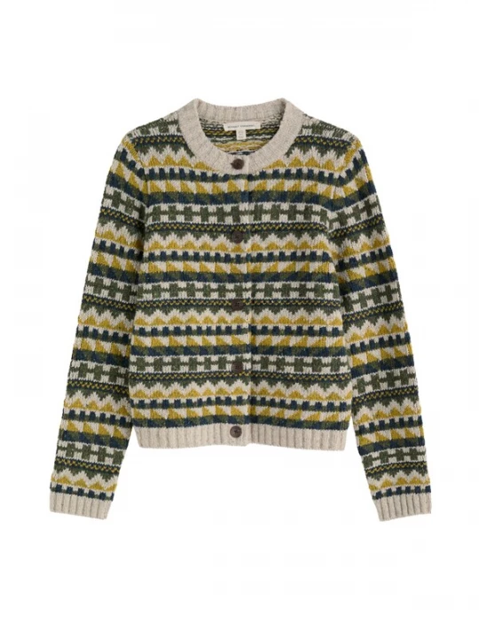 Foto van product Seasalt Cornwall Gebreid vest 'Dawson Pick' cyaan blauw / groen / kiwi / wit