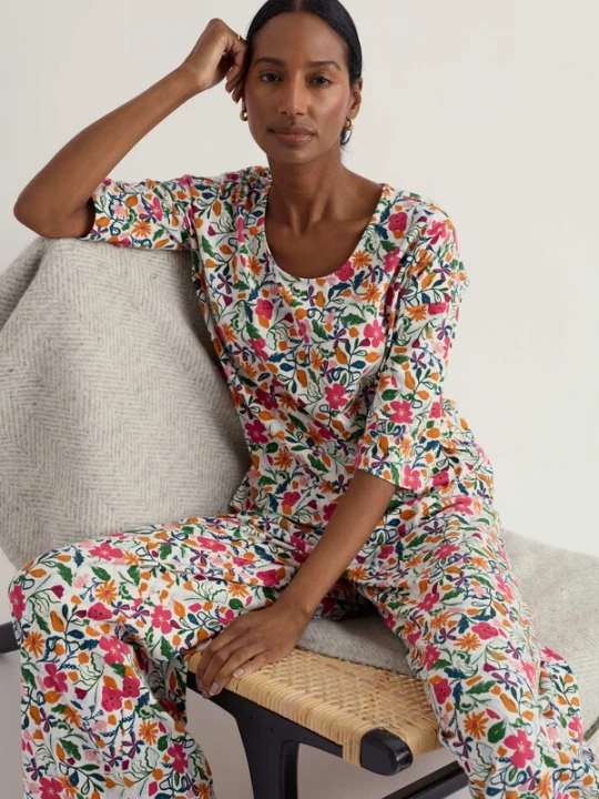 Foto van product Seasalt Cornwall Pyjama 'Gwenton' groen / oranje / pink / wit