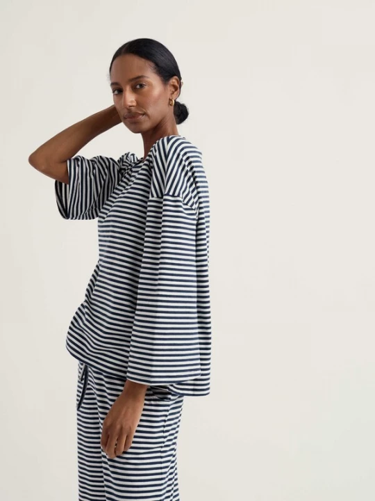 Foto van product Seasalt Cornwall Pyjama 'Tree Shadow' marine / wit