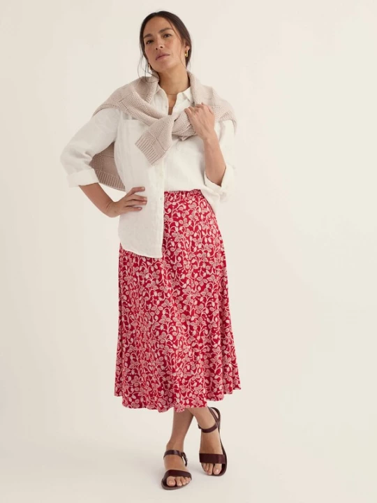 Foto van product Seasalt Cornwall Rok 'Orchard' rood / wit