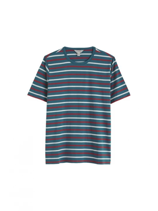 Foto van product Seasalt Cornwall Shirt 'Seven Seas Sailor' cyaan blauw / kersrood / wit