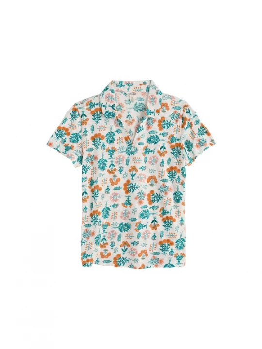Foto van product Seasalt Cornwall Shirt 'Wavecrest' turquoise / cognac / wit