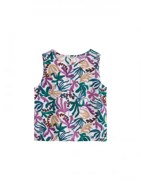 Foto van product Seasalt Cornwall Top 'Colour Study' lichtbruin / donkergroen / fuchsia / wit