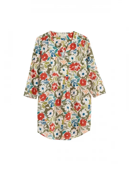 Foto van product Seasalt Cornwall Tuniek 'Op Art' olijfgroen / petrol / rood / wit