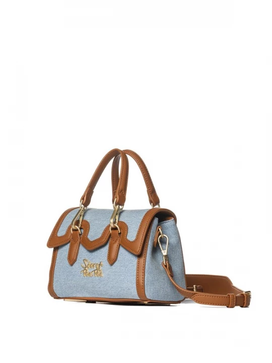 Foto van product Secret Pon Pon Handtas 'Lisandra Elite' blauw denim / cognac