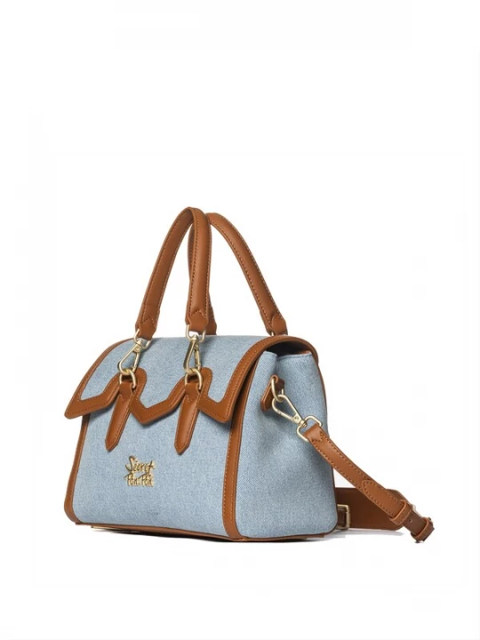 Foto van product Secret Pon Pon Handtas 'Valoria Chic' blauw denim / cognac