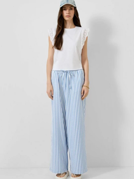 Foto van product Seersucker broek met wijde pijpen QS