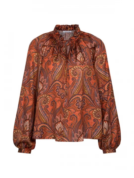 Foto van product SEIDENSTICKER Blouse 'February Drop 261' lichtblauw / bruin / oranje