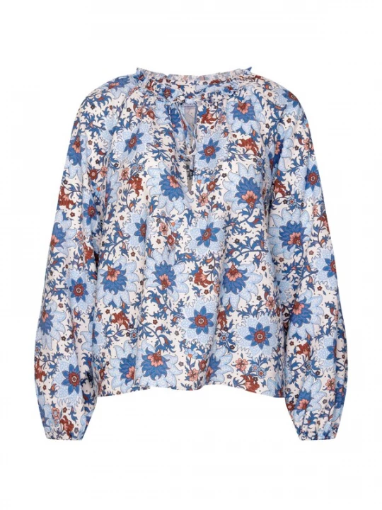 Foto van product SEIDENSTICKER Blouse 'Schwarze Rose' blauw / lichtblauw / rood