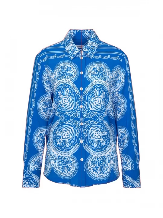 Foto van product SEIDENSTICKER Blouse 'Schwarze Rose' blauw / wit