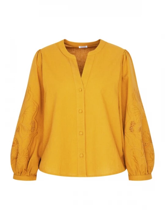 Foto van product SEIDENSTICKER Blouse 'Schwarze Rose' goudgeel