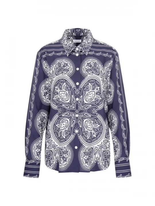 Foto van product SEIDENSTICKER Blouse 'Schwarze Rose' marine / wit