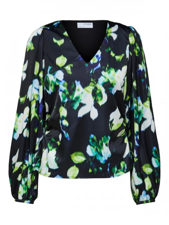 Foto van product SELECTED Blouse 'Laia' groen / gemengde kleuren / zwart