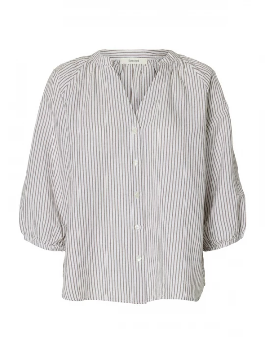 Foto van product SELECTED Blouse 'SLFCLEO-ALBERTA' taupe / wit