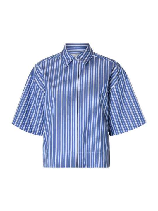 Foto van product SELECTED Blouse 'SLFFia' royal blue / koningsblauw / wit