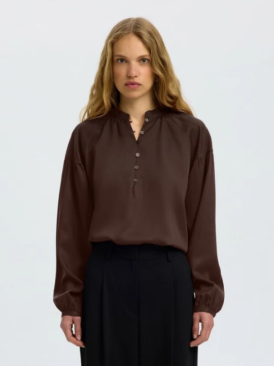 Foto van product SELECTED Blouse 'SLWDONNA' chocoladebruin