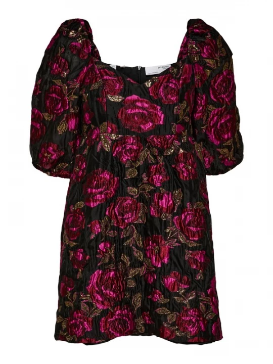 Foto van product Selected Femme Petite Cocktailjurk 'Vanka' kaki / donkerroze / zwart