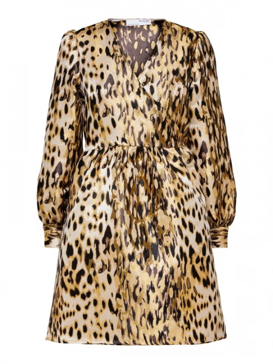 Foto van product SELECTED Jurk beige / goudgeel / zwart