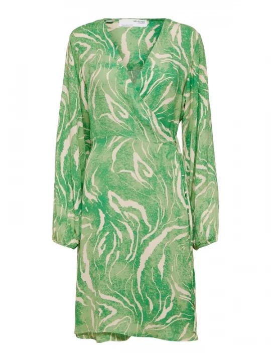 Foto van product SELECTED Jurk 'Fiola' crème / smaragd / pastelgroen