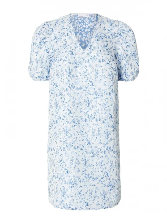 Foto van product SELECTED Jurk 'SLFDAIMI-KIRSTEEN' blauw / wit