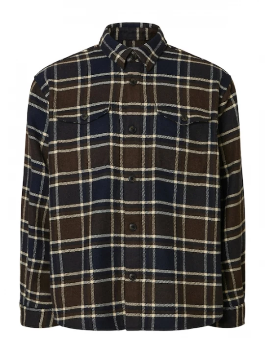 Foto van product SELECTED Overhemd 'SLHPABLO' lichtbeige / donkerblauw / donkerbruin