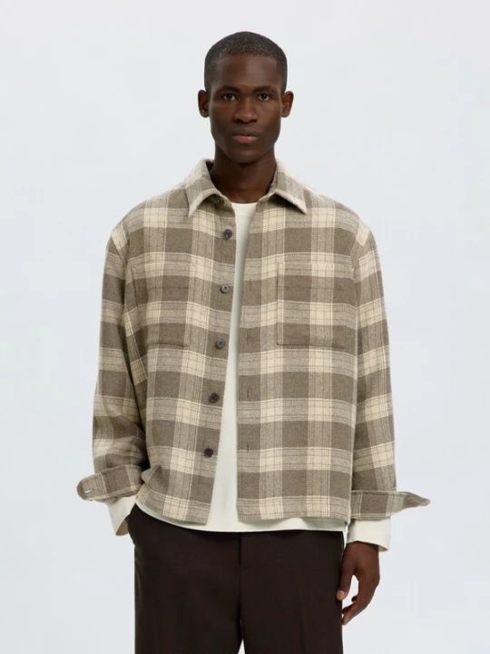 Foto van product SELECTED Overhemd 'SLMole Pablo' ivoor / donkerbeige