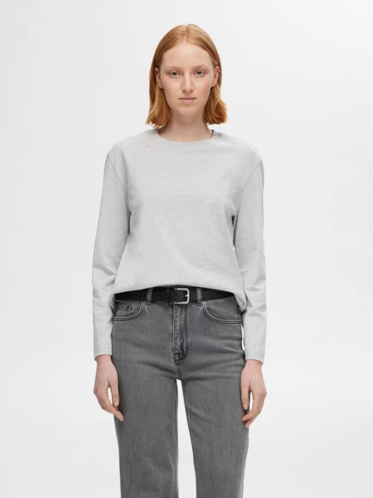 Foto van product SELECTED Shirt 'Essential' lichtgrijs / grijs gemêleerd