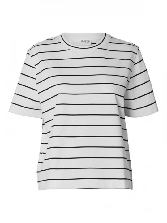 Foto van product SELECTED Shirt 'ESSENTIAL' zwart / wit