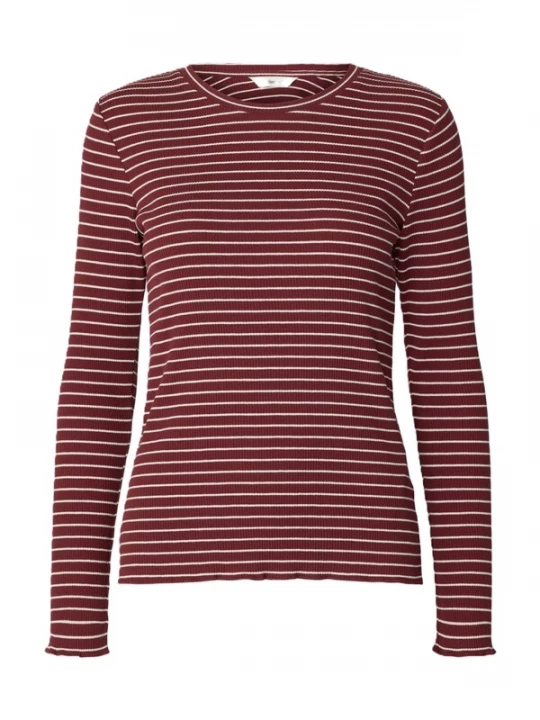 Foto van product SELECTED Shirt 'SLFAnna' bordeaux / wit