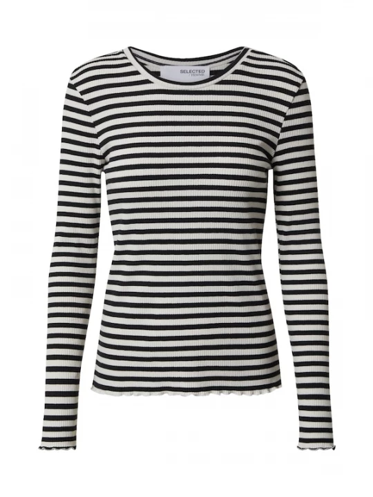 Foto van product SELECTED Shirt 'SLFAnna' zwart / wit