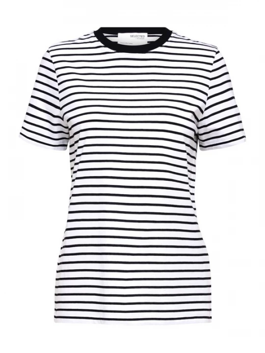 Foto van product SELECTED Shirt 'SLFJESMINES' zwart / wit