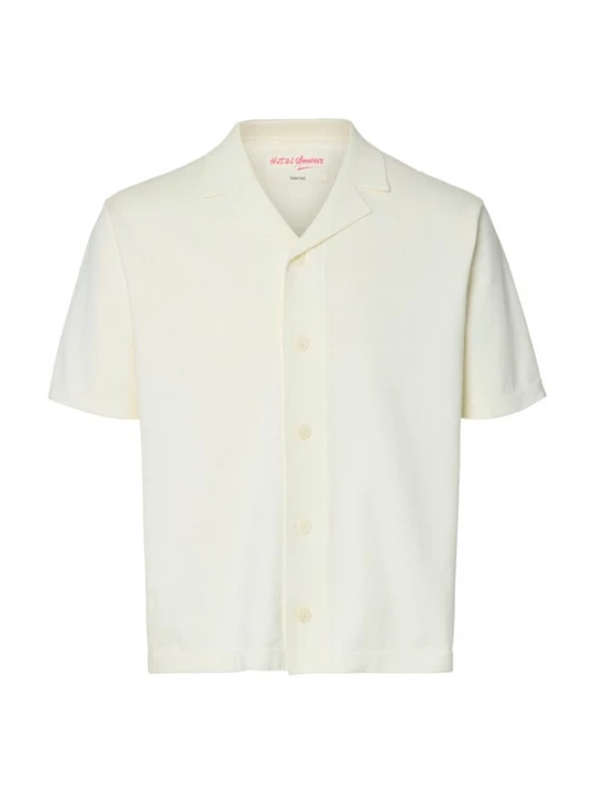 Foto van product SELECTED Shirt 'SLHAMOUR INTARSIA' geel / zwart / wit / eierschaal