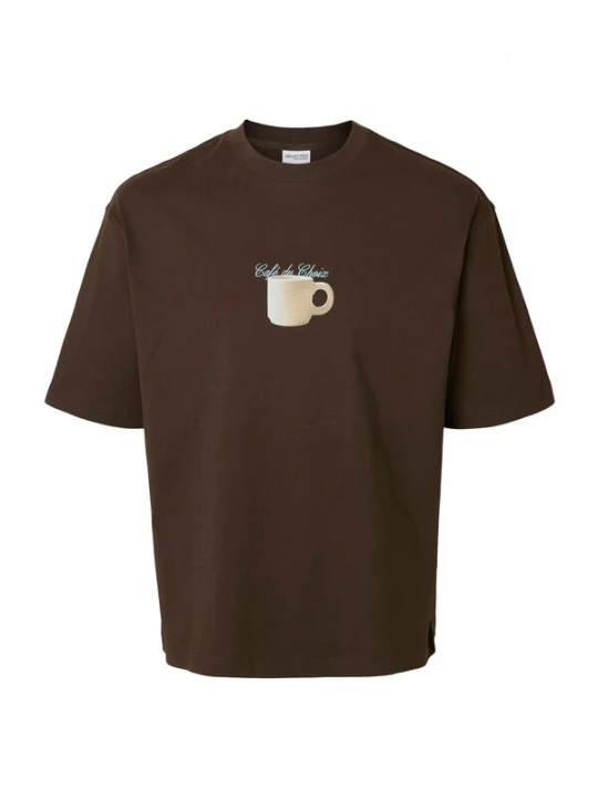 Foto van product SELECTED Shirt 'SLHNorman' lichtblauw / chocoladebruin / wolwit