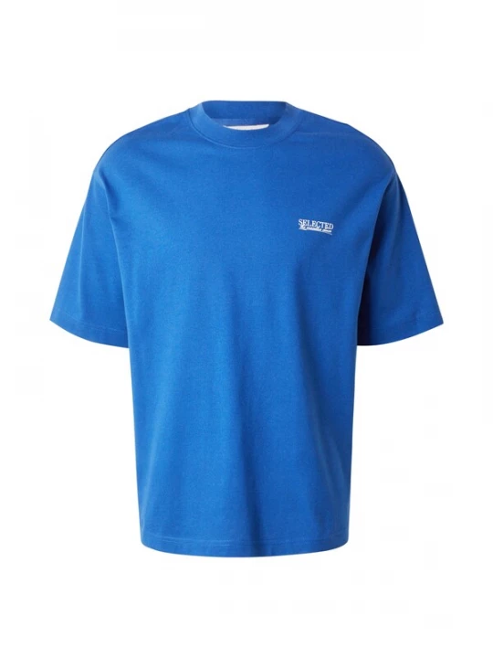 Foto van product SELECTED Shirt 'SLHNORMAN ' royal blue / koningsblauw / wit