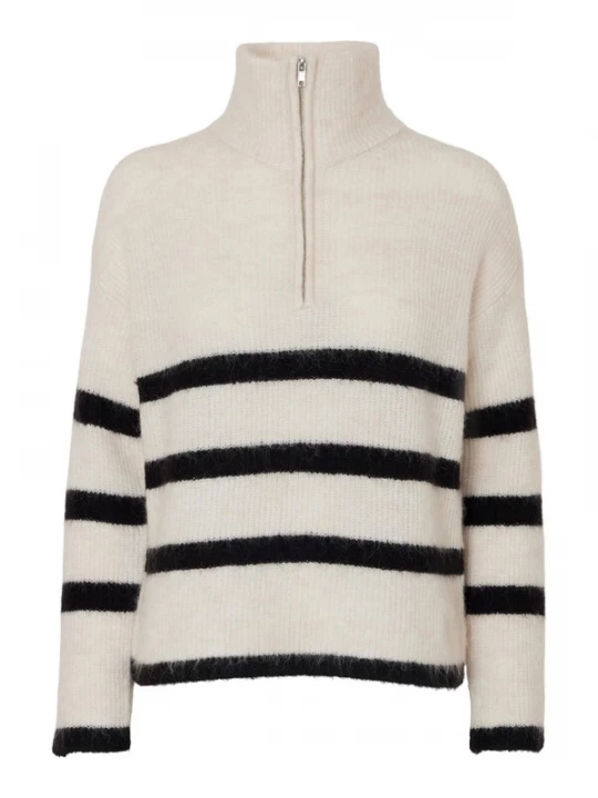 Foto van product SELECTED Trui 'Maline' lichtbeige / zwart