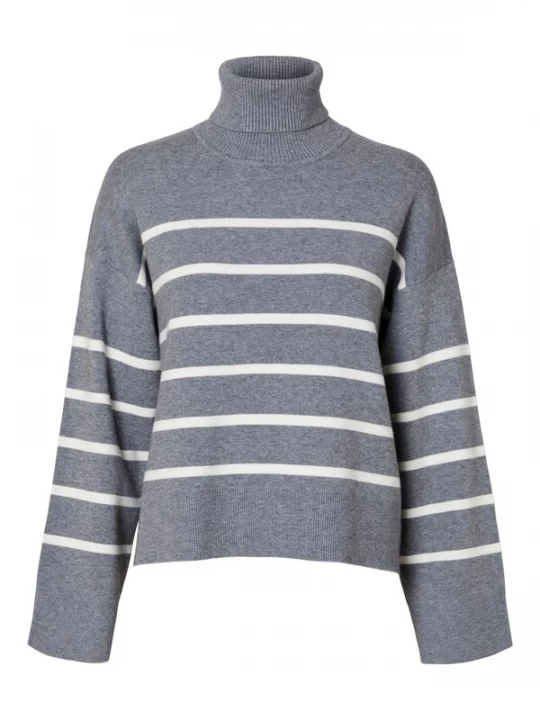 Foto van product SELECTED Trui 'SLFKamma' donkergrijs / wit